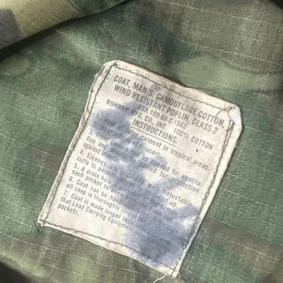 Vintage 60s Vietnam USMC Shirt Men's Small-Long Rip Stop Fatigue Tropical Jungle - Picture 8 of 16